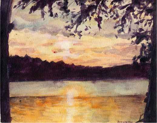 Perkins Pond, New Hampshire, Watercolor, Art